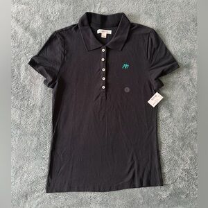 NWT Aeropostale women black polo shirt with green logo